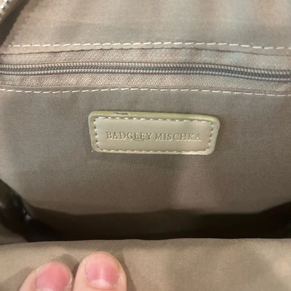 Badgley Mischka Mini Studded Backpack Quilted- Beige - Picture 4 of 5